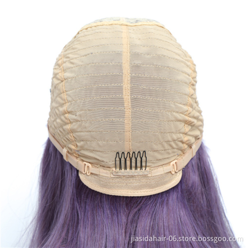 10 12 inche Ombre Color Purple Short Human Hair Wigs With Bangs, Brazilian Straight Hair Bob Wig With Front Fringe Bangs